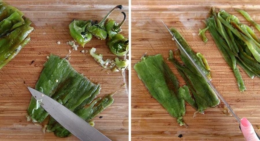 Chiles poblanos picados