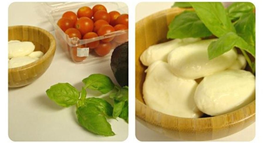 Ingredientes para preparar una brocheta de ensalada