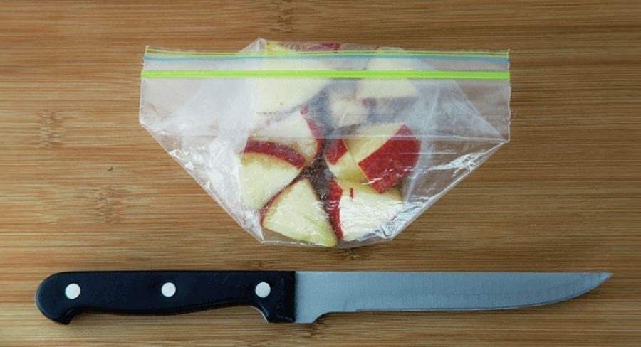Tips para evitar que las manzanas se oxiden: bolsa resellable