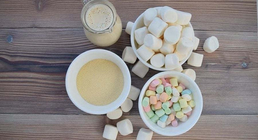 Postre de gelatina de malvaviscos: ingredientes