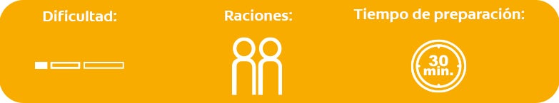 Receta facíl, para dos raciones y el tiempo de preparación es de 30 min