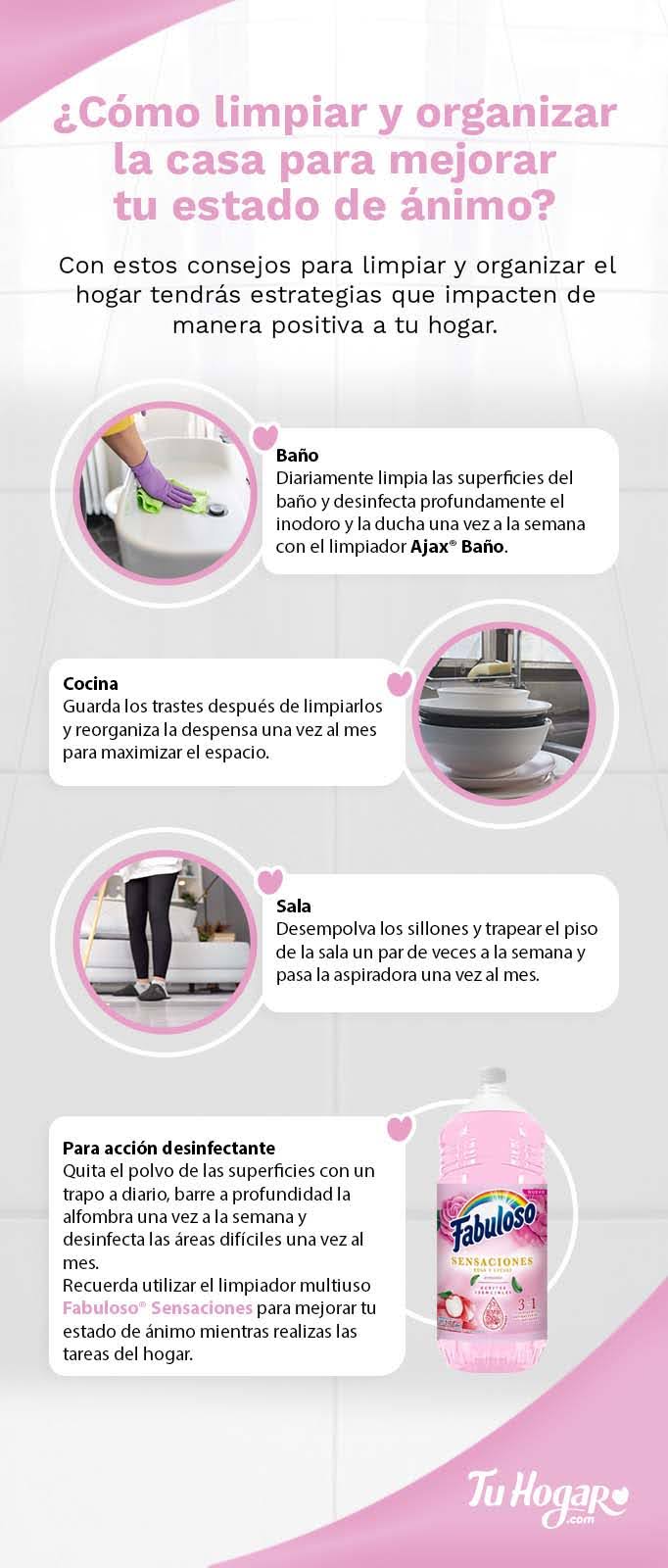 Infografía con pasos para limpiar la casa