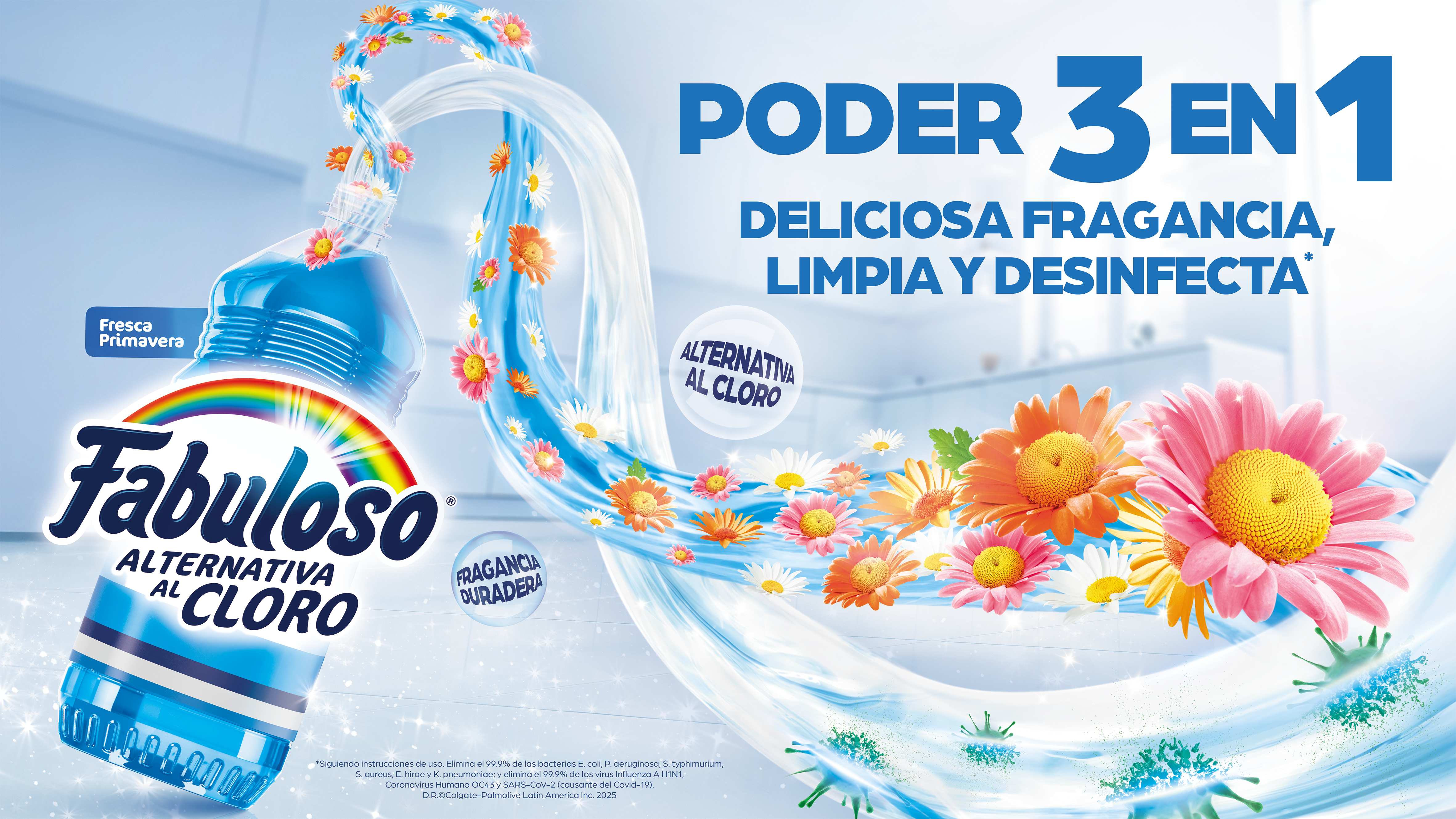 Limpiador Fabuloso Alternativa al Cloro con su poder 3 en 1